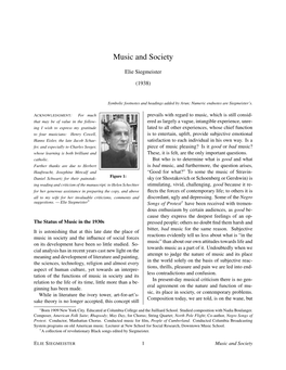 Music and Society