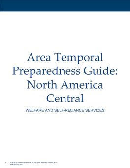 Area Temporal Preparedness Guide: North America Central WELFARE and SELF-RELIANCE SERVICES