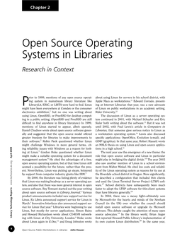 Open Source Operating Systems in Libraries Research in Context