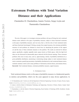 Extremum Problems with Total Variation Distance and Their