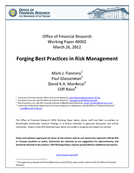 Forging Best Practices in Risk Management