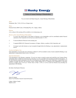 Notice of Annual Meeting of Shareholders