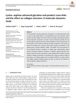 Lysine–Arginine Advanced Glycation End‐Product Cross‐Links and The