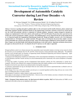 Development of Automobile Catalytic Converter During Last Four Decades --A Review K