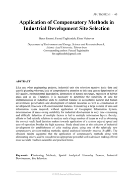 Application of Compensatory Methods in Industrial Development Site Selection