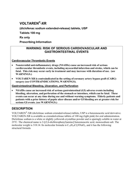 VOLTAREN®-XR (Diclofenac Sodium Extended-Release) Tablets, USP Tablets 100 Mg Rx Only Prescribing Information