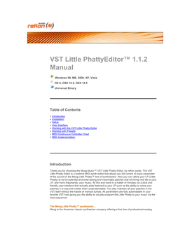 VST Little Phatty Editor Manual 1.1.2