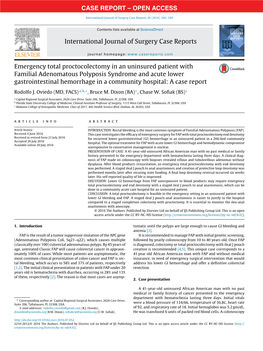 Emergency Total Proctocolectomy in an Uninsured Patient with Familial