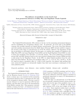 Arxiv:2103.10894V1 [Astro-Ph.GA] 19 Mar 2021 Astronomical Distances Since It Represents the ﬁrst Rung of the Extragalactic Distance Ladder