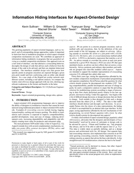 Information Hiding Interfaces for Aspect-Oriented Design∗