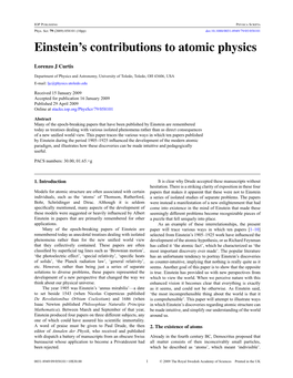 Einstein's Contributions to Atomic Physics