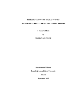 Representations of Afghan Women by Nineteenth Century British Travel Writers