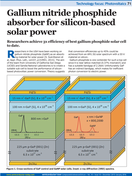 Gallium Nitride Phosphide Absorber for Silicon-Based Solar Power Researchers Achieve 3X Efficiency of Best Gallium Phosphide Solar Cell to Date