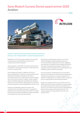 Swiss Biotech Success Stories Award Winner 2020 Actelion