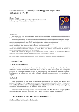Transition Process of Urban Spaces in Skopje and Niigata After Earthquakes in 1963-64 !