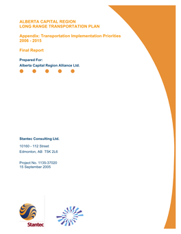 Alberta Capital Region Long Range Transportation Plan