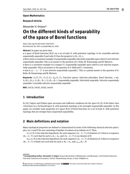 On the Di Erent Kinds of Separability of the Space of Borel Functions