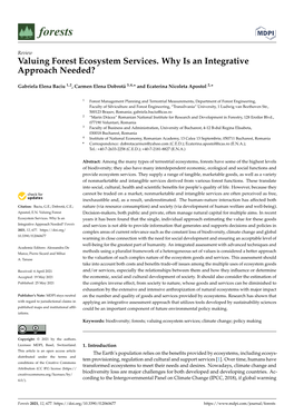 Valuing Forest Ecosystem Services. Why Is an Integrative Approach Needed?