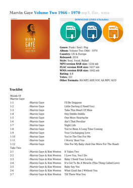 Marvin Gaye Volume Two 1966 - 1970 Mp3, Flac, Wma