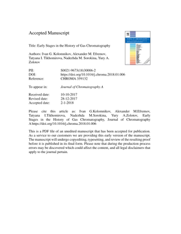 Early Stages in the History of Gas Chromatography