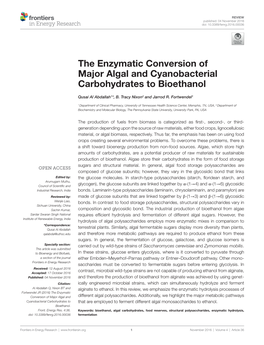 The Enzymatic Conversion of Major Algal and Cyanobacterial Carbohydrates to Bioethanol