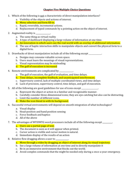 Chapter Five Multiple Choice Questions 1. Which of the Following