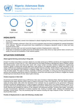 Adamawa State Weekly Situation Report No 6 12 July 2021