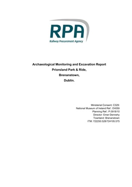 Archaeological Monitoring and Excavation Report Priorsland Park & Ride, Brenanstown, Dublin