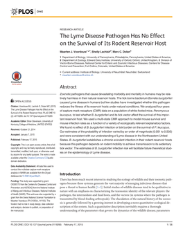 The Lyme Disease Pathogen Has No Effect on the Survival of Its Rodent Reservoir Host