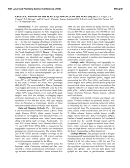 Geologic Mapping of the Planck Quadrangle of the Moon (Lq-29)