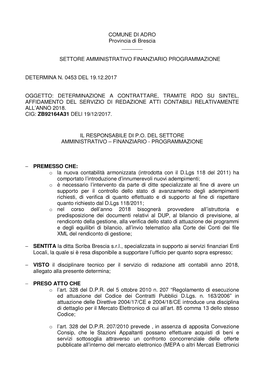 COMUNE DI ADRO Provincia Di Brescia ___SETTORE