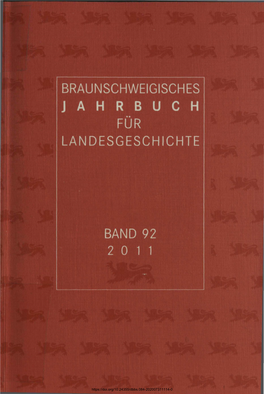 Braunschweigisches Jahrbuch Für Landesgeschichte Band 92. 2011