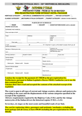 Entry Form and Rule Excerpt 2021