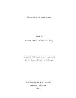 Thesis by Robert T. Dillon and William G. Young in Partial Fulfillment of The