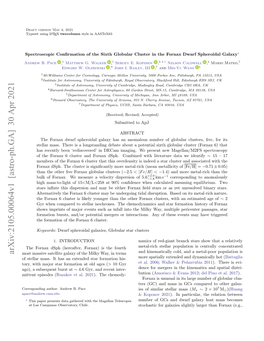 Spectroscopic Confirmation of the Sixth Globular Cluster in the Fornax