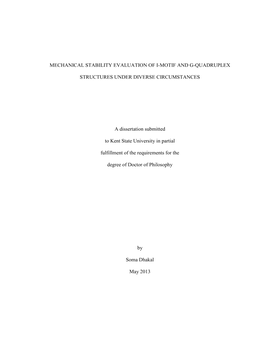 I MECHANICAL STABILITY EVALUATION of I-MOTIF and G