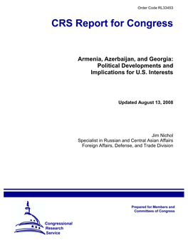 Armenia, Azerbaijan, and Georgia: Political Developments and Implications for U.S