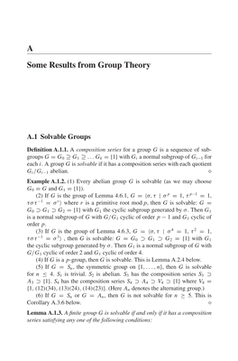 A Some Results from Group Theory