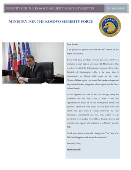 Ministry for the Kosovo Security Force Newsletter 2015 December