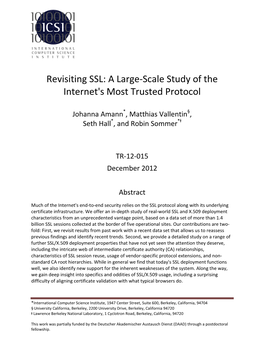 Revisiting SSL: a Large-Scale Study of the Internet's Most Trusted Protocol