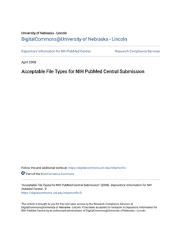 Acceptable File Types for NIH Pubmed Central Submission