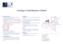 Getting to Saïd Business School