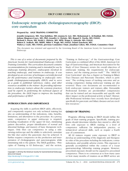 Endoscopic Retrograde Cholangiopancreatography (ERCP): Core Curriculum