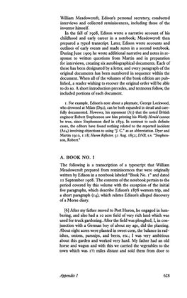 William Meadowcroft, Edison's Personal Secretary, Conducted Interviews and Collected Reminiscences, Including Those of the Inventor Himself