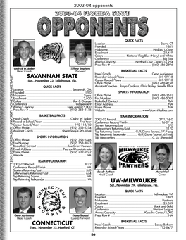2003-04 Opponents