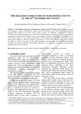 The Religious Structure of Maramureş County at the 20Th October 2011 Census