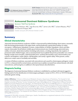 Autosomal Dominant Robinow Syndrome