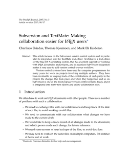 Subversion and Textmate: Making Collaboration Easier for LATEX Users