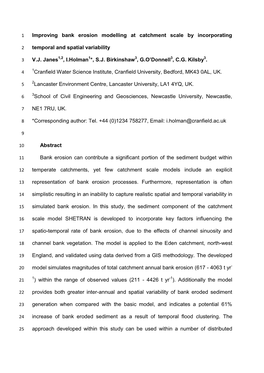 Improving Bank Erosion Modelling at Catchment Scale by Incorporating