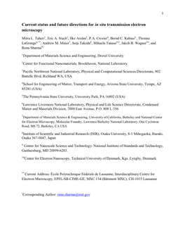 Current Status and Future Directions for in Situ Transmission Electron Microscopy